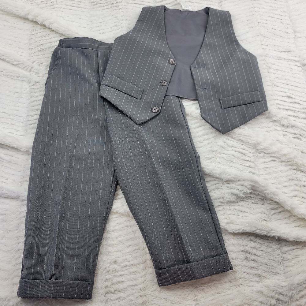 Grey pin stripe vest and pants set
